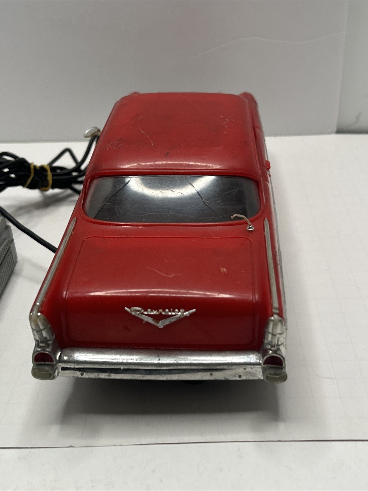 Works! Vintage New Bright 1957 Chevy w/Remote Red RC Car Lights 1986