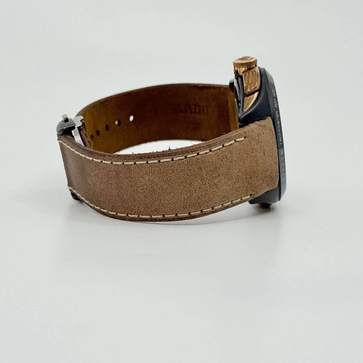 RADO Watch HyperChrome 650.0168.3.001 AT Black Dial Suede Brown Leather Men’s