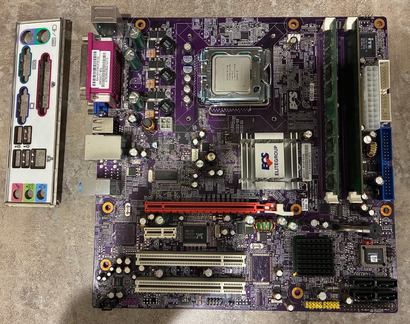 ECS Motherboard 945GCT-M3 w/ 2 GB Ram & Intel Celeron E1200 1.6 GHZ