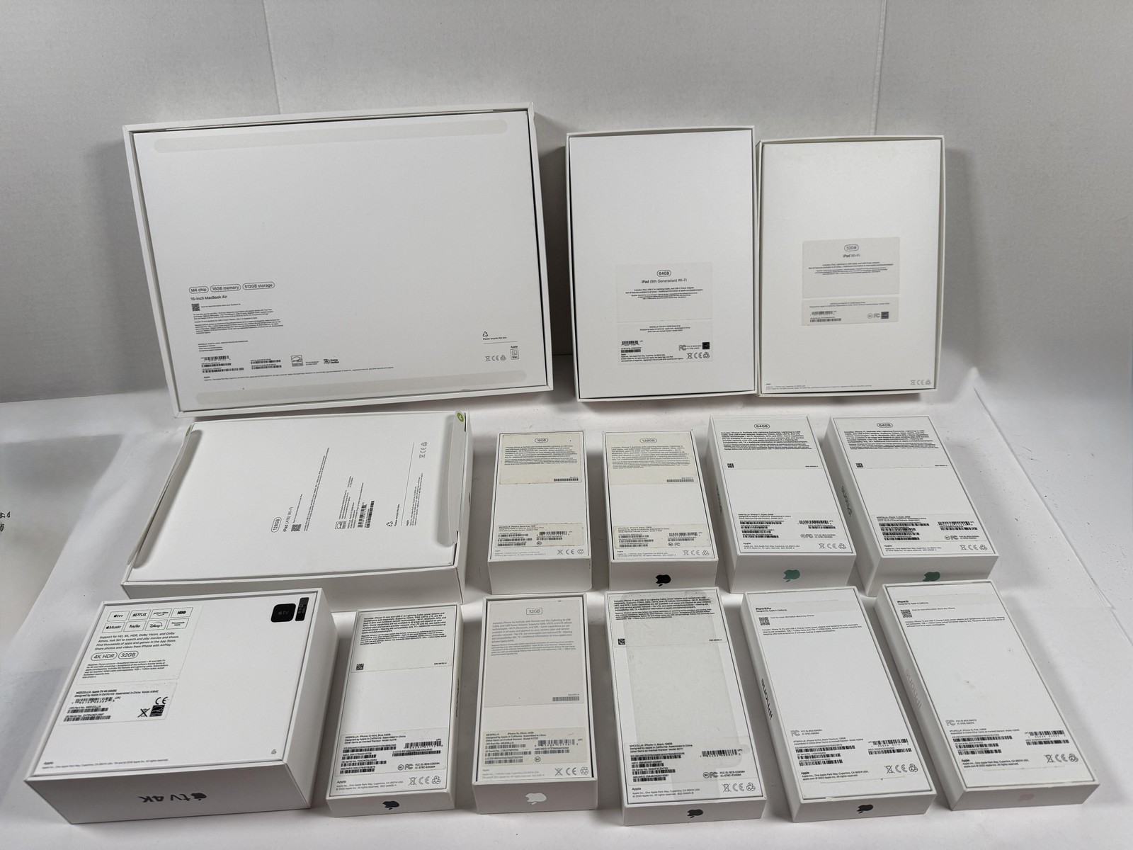 Apple Lot Empty Boxes Only IPhone IPad MacBook Air Apple TV 4K Set Mixed 14