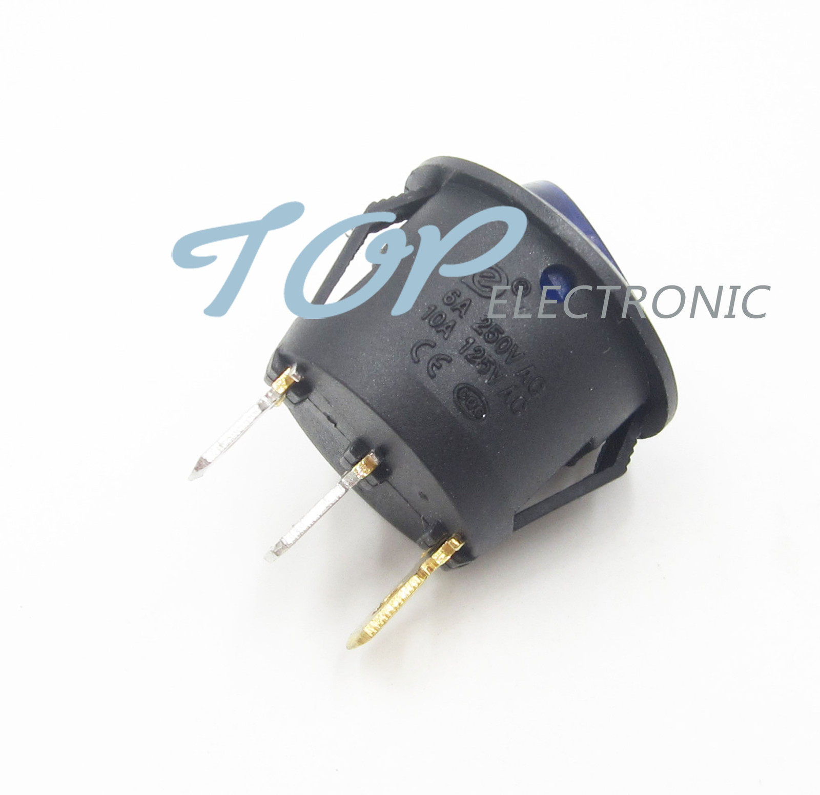 5Pcs Mini 3 Pin Round SPDT ON-OFF Rocker Switch Snap-in Blue