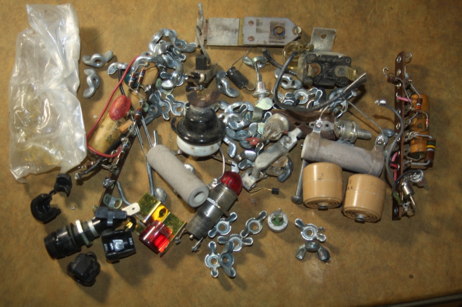 Huge Lot Vintage Radio TV Electronics Repair Parts Lights Resistors Capacitors