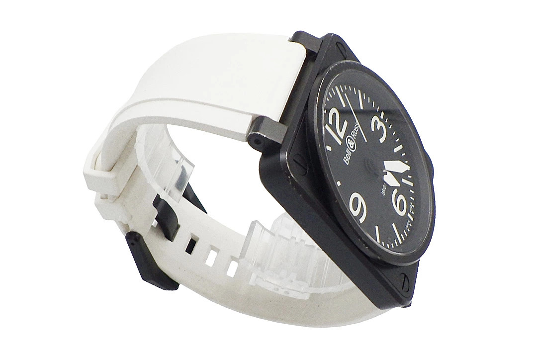 Bell & Ross BR01-92-S-06119 Aviation Black Dial Automatic White Rubber Watch