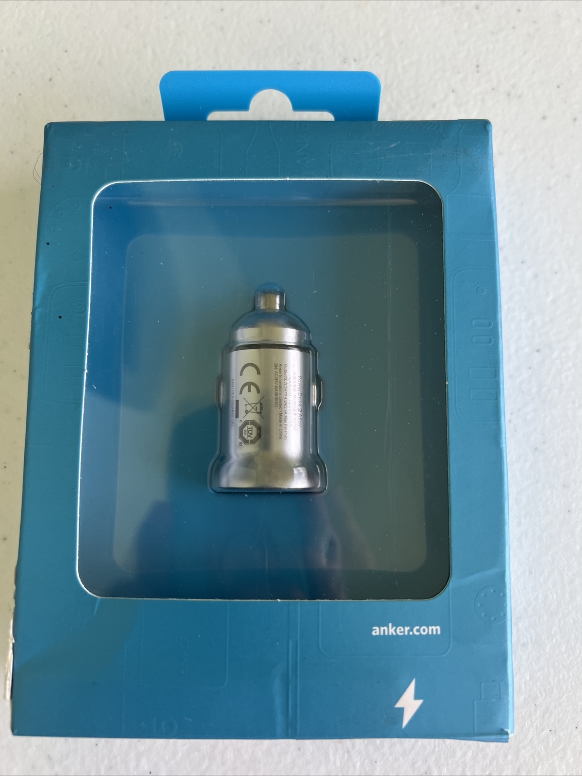 Anker 76625608 PowerDrive 2 Alloy Car Charger, 24W, With 2 PowerIQ Ports Silver