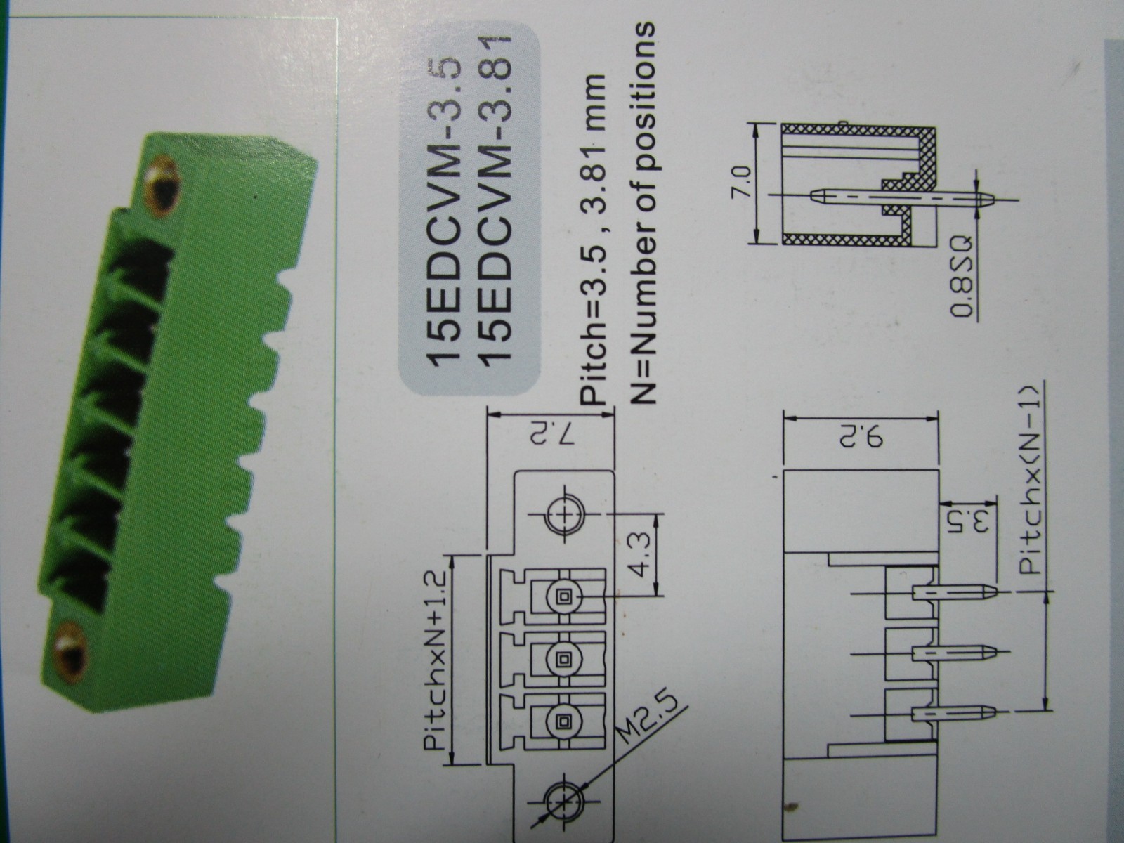 20 pcs with Embossmen Pitch 3.81mm Straight 4 pin Screw Terminal Block Connector