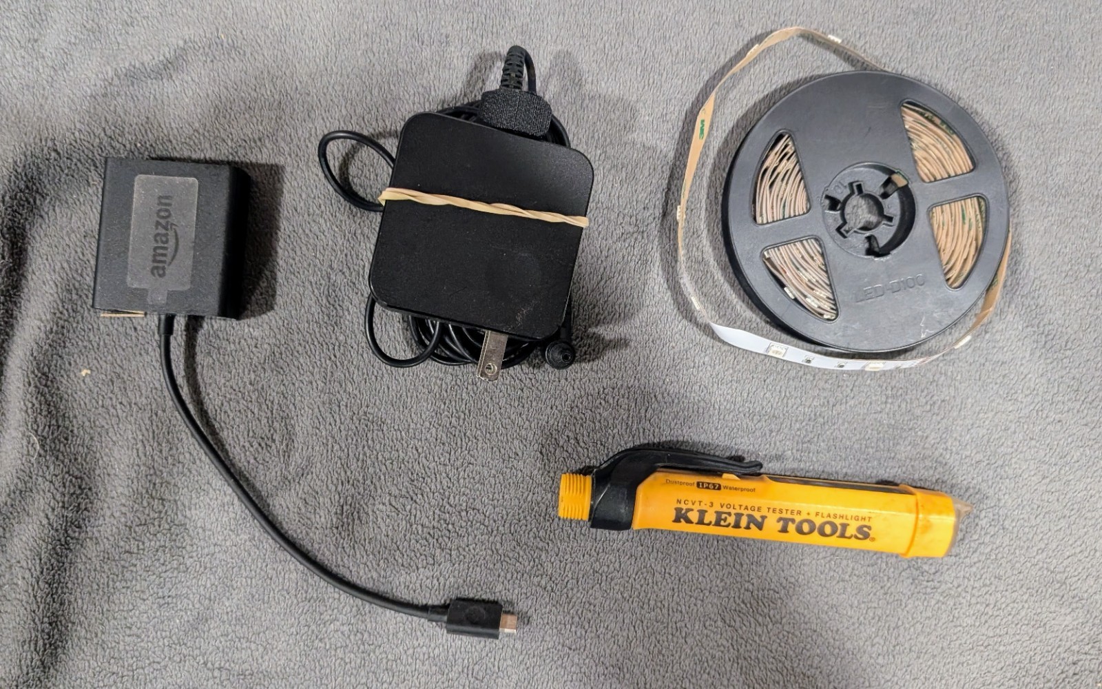 Misc Electronics Lot: Lenovo, Amazon, LED Strip, Klein Tester – UNTESTED