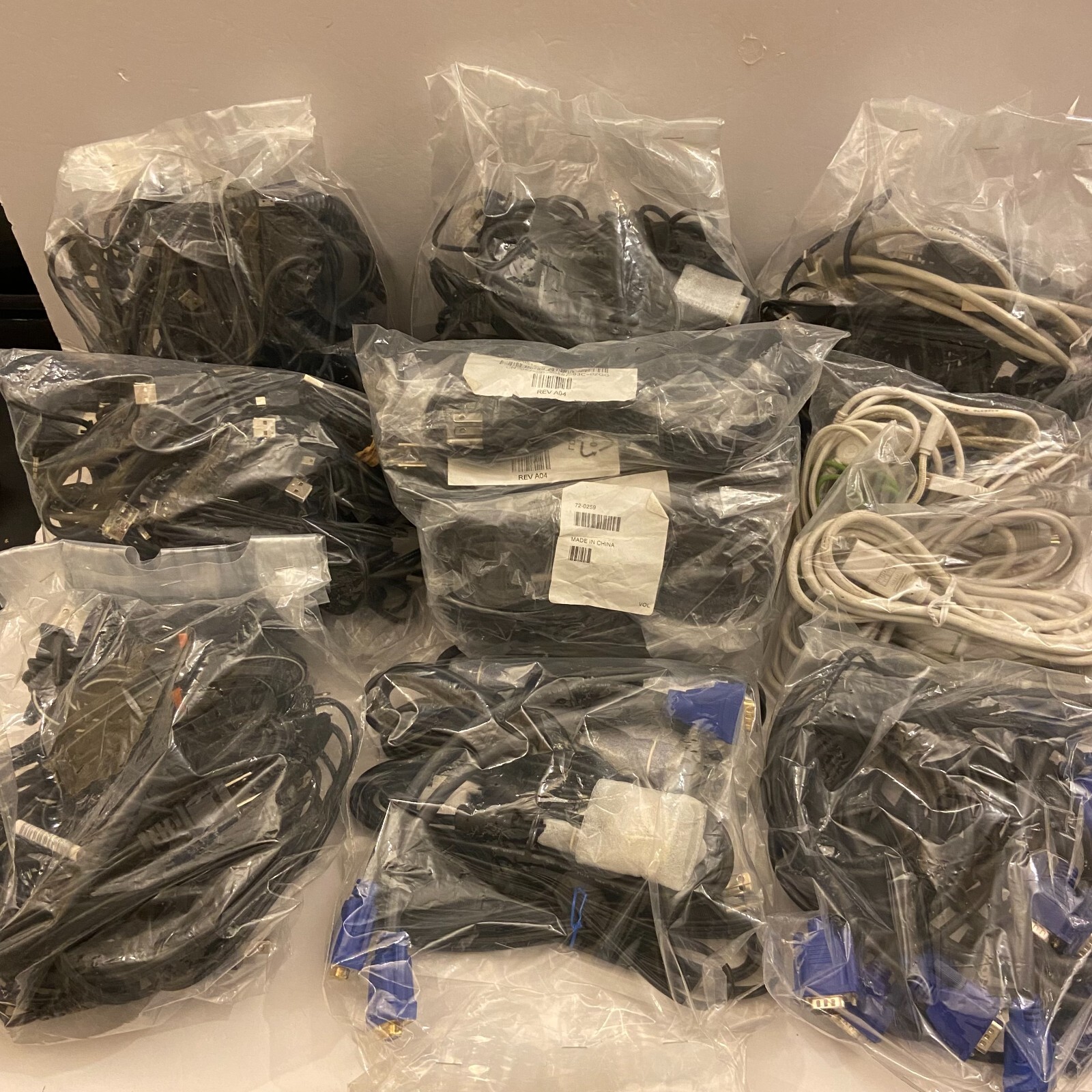Assorted Mixed Electronics Parts & Large Amount of Cables Office Liq.