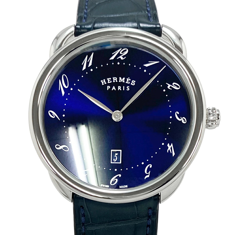 Hermes Arceau 40mm AR7Q.810 W045025WW00 Quartz Stainless Steel Blue Lacquer Dial