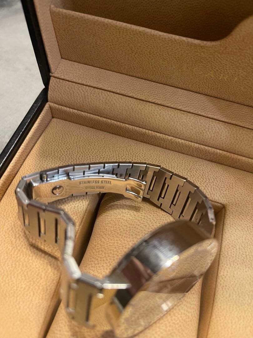 Bulgari Watch Chronograph AT BB38SSCH 38mm Stainless Steel Black Overhauled Mens