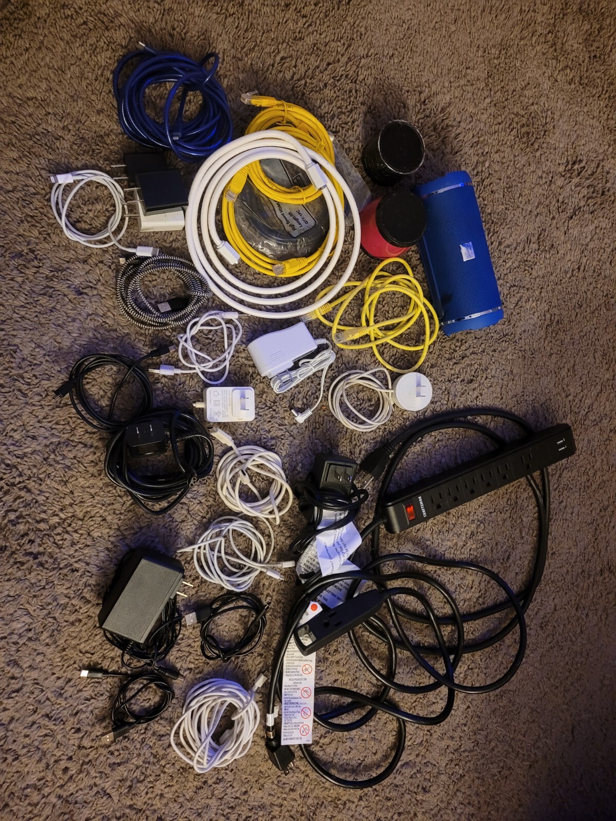 Electronic Cords Lot With Power Cords And Speakers Untested Lot