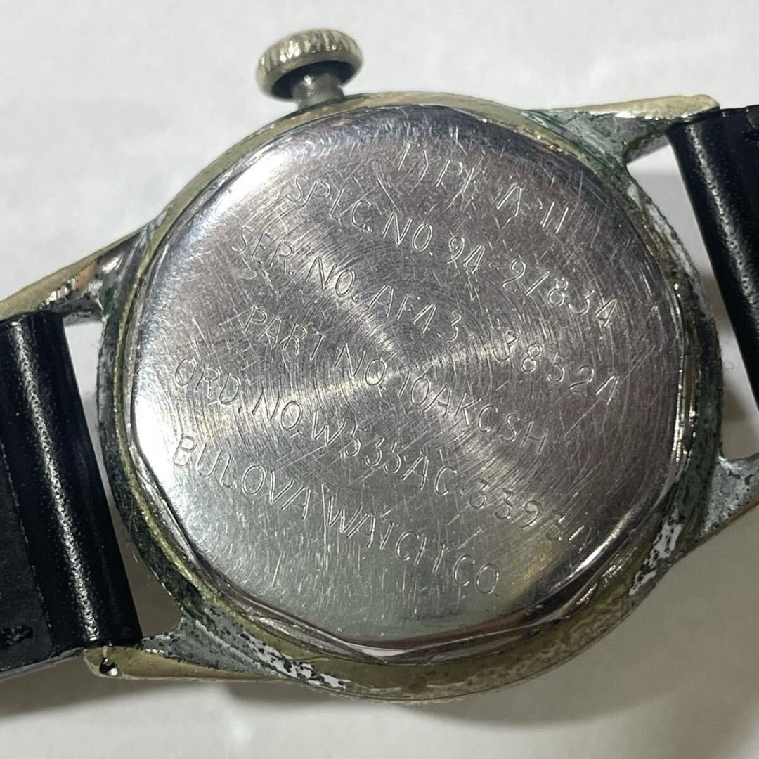 BULOVA Watch TYPE A-11 US British Military Leather Men’s Extremely Rare 1940s