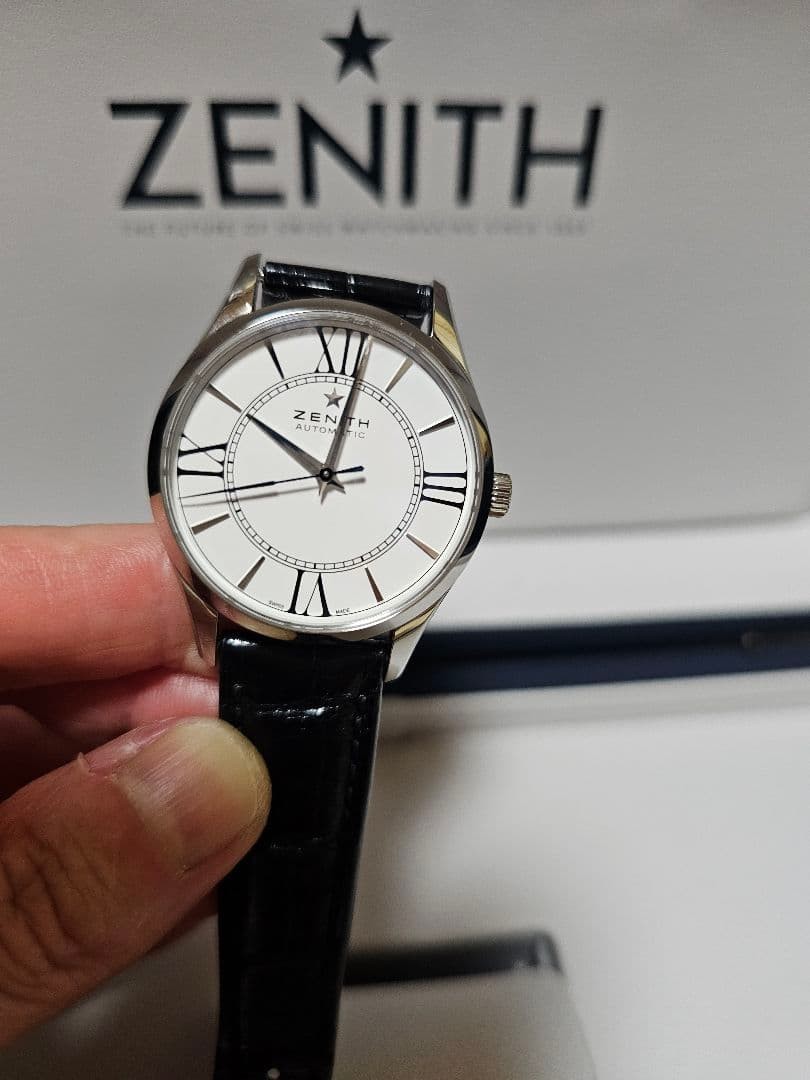 Zenith Elite Heritage Ultra Thin Ladies Watch White Round Dial Black Band Box