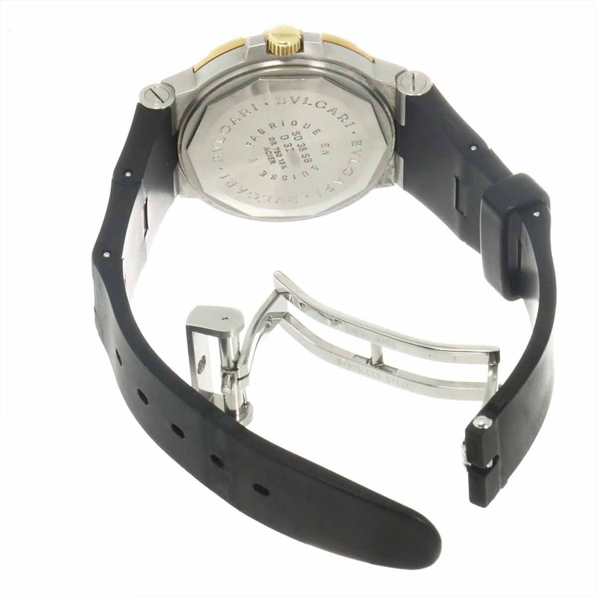 BVLGARI Watch Diagono Scuba Combi SD38SG Date Black YG Yellow Gold Automatic