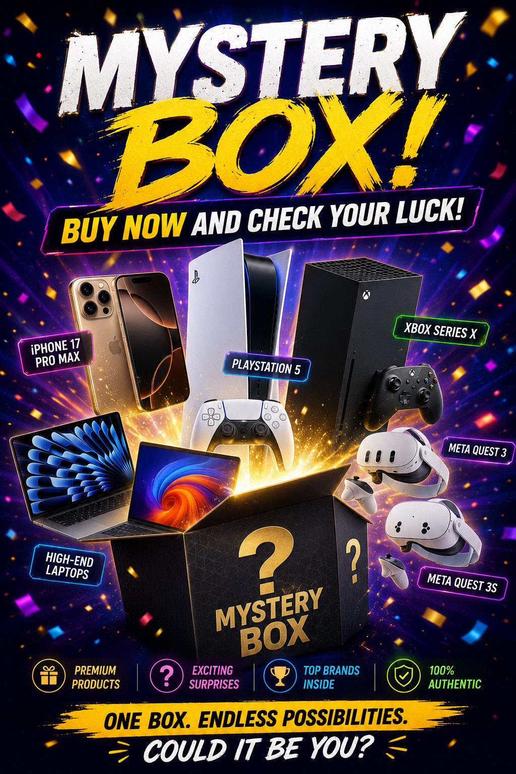 🎁 Tech Mystery Box – One Random Gadget Inside!