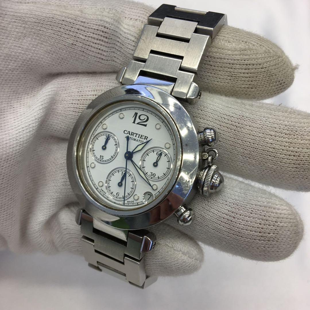 Cartier Watch Pasha C Chronograph 2412 Automatic Stainless Steel Water Resistant