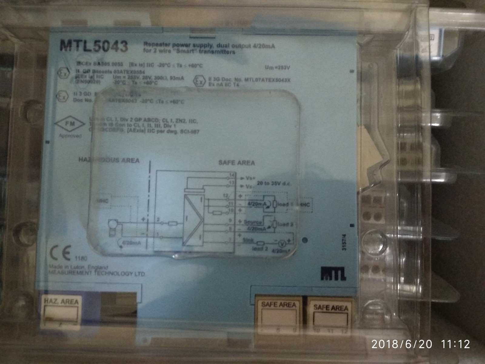 MTL 5043 REPEATER POWER SUPPLY, DUAL OUTPUT 4/20mA ALL NEW