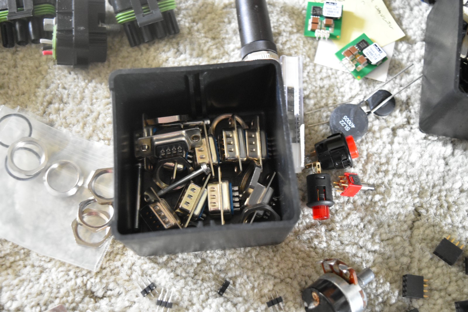 Junk Drawer Electronics Parts Lot Assorted Lot Buttons Switches Pins Boards Conn
