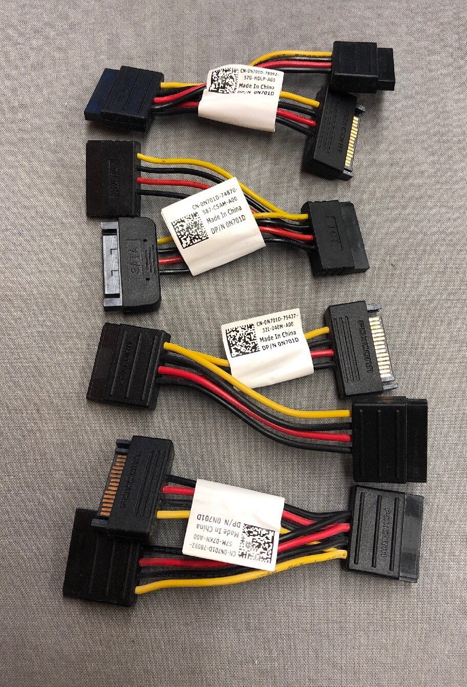 LOT OF 4 DELL FOXCONN SATA POWER SPLITTER ADAPTER CABLE 0N701D