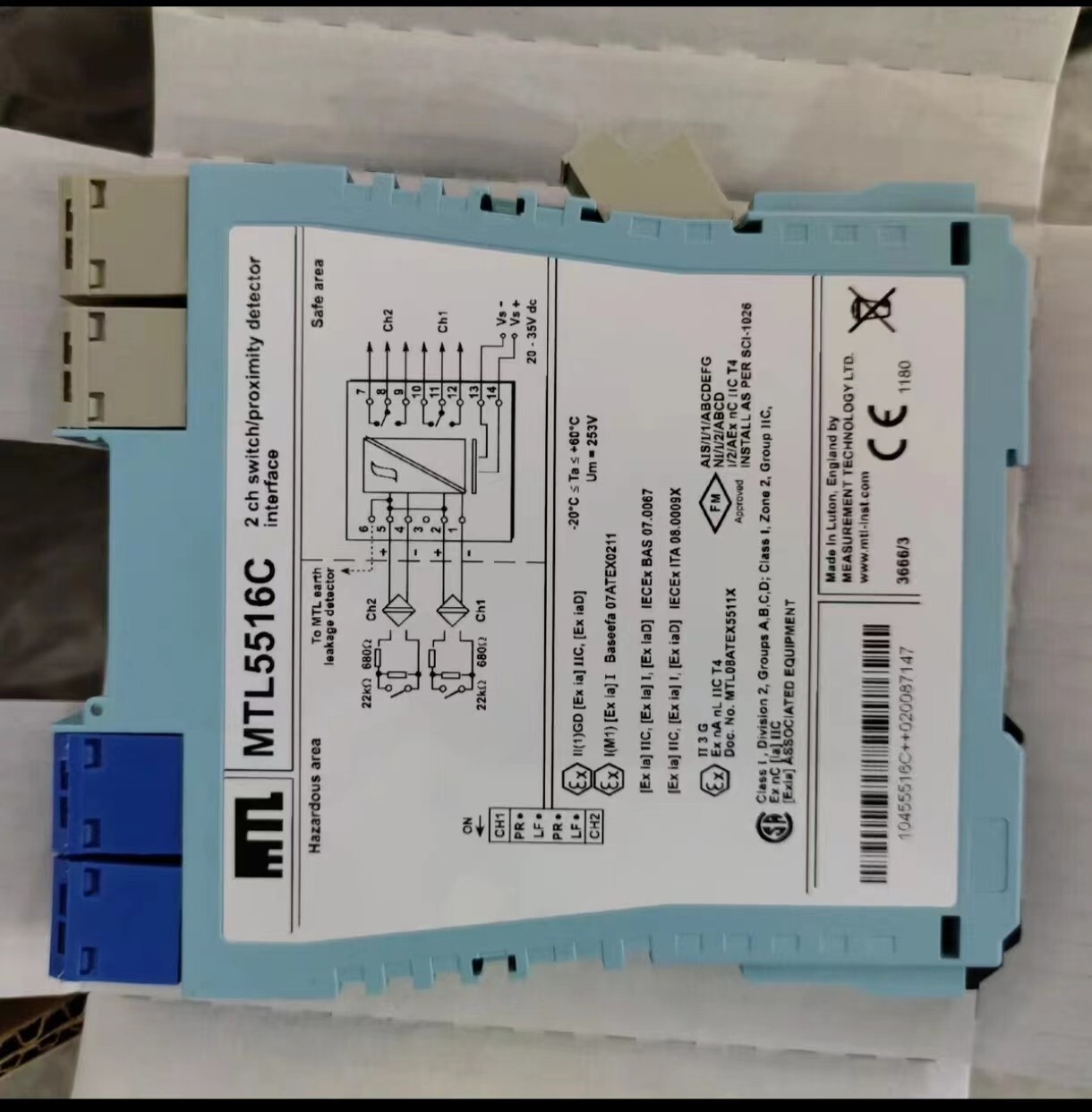 1PC New In Box Eaton Crouse Hinds MTL5516C Safety Barrier