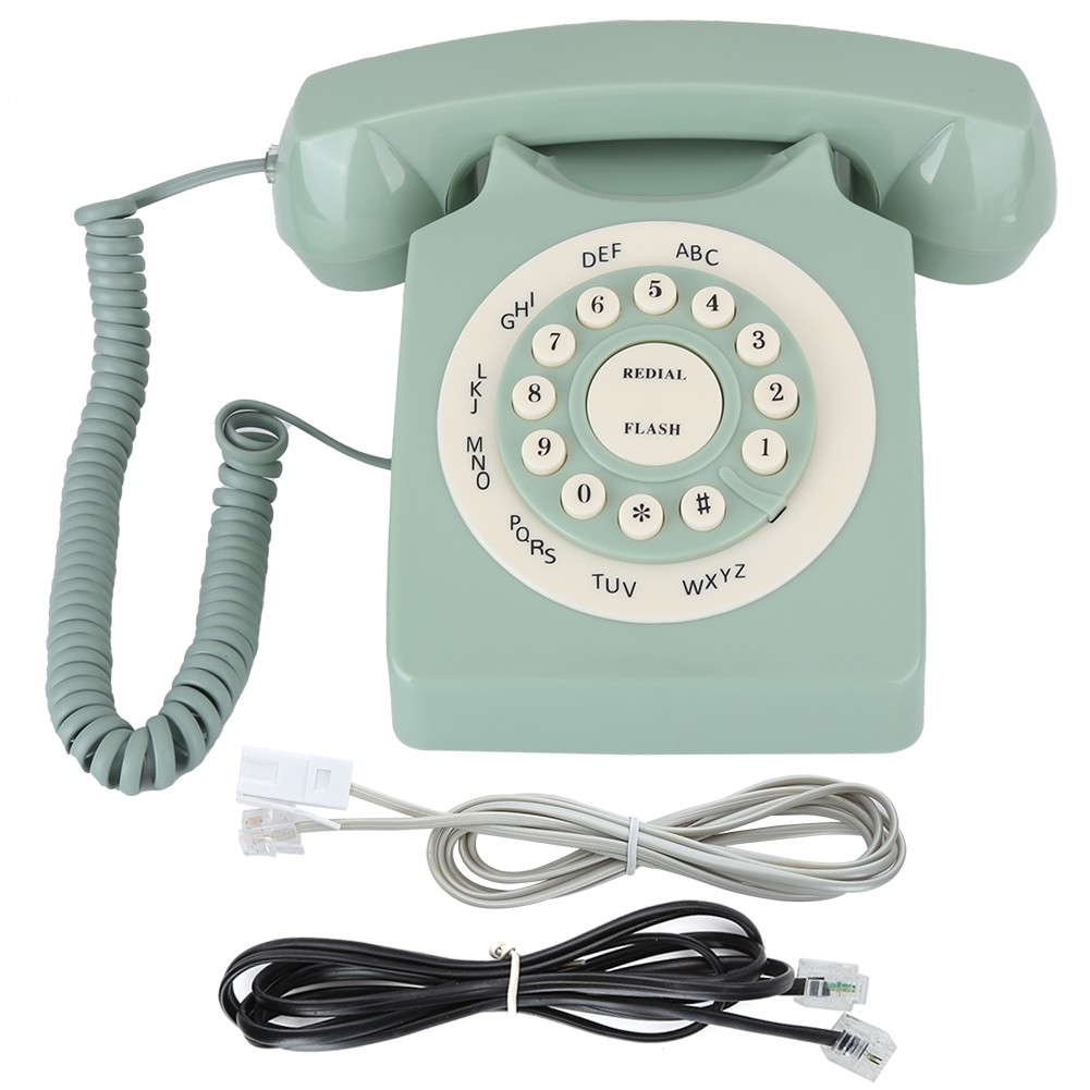 Vintage Green Telephone Clear Button Office Home High Quality Trending