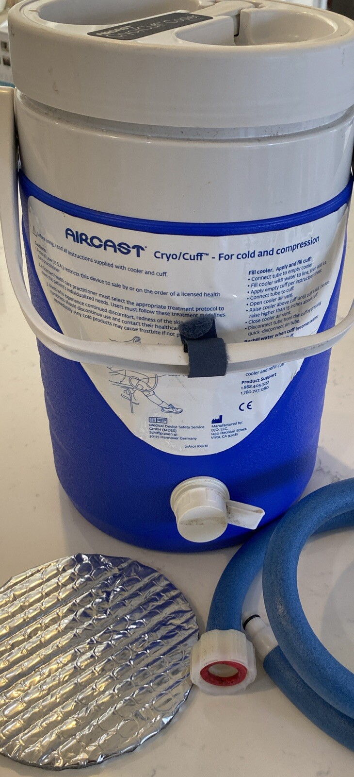 Aircast Cryo/cuff Gravity Cooler Ice Therapy with Hose Foil Cold Therapy System