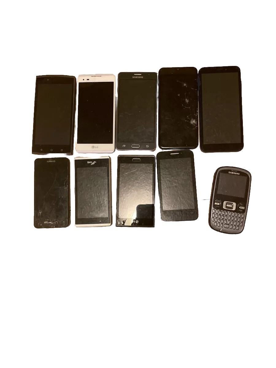 Mixed Brand & Model Samsung LG Wiko Alcatel UMX Lot Of 10 Old Cellphones Black