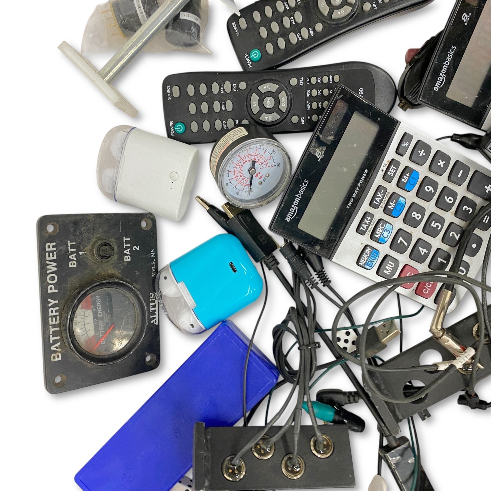 Mixed Electronics Lot – Batteries, SD Cards, Calculators, Cords, Gauges and More