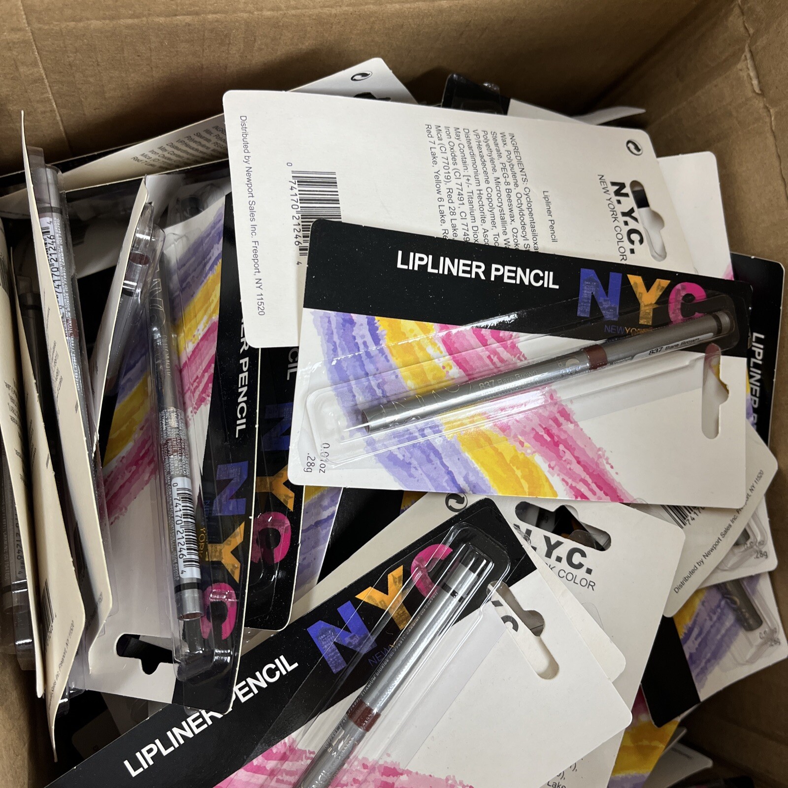 Amazon Wholesale Lot Of 70 N.Y.C Lipliner Pencils, 837 Bare Brown Free Shipping