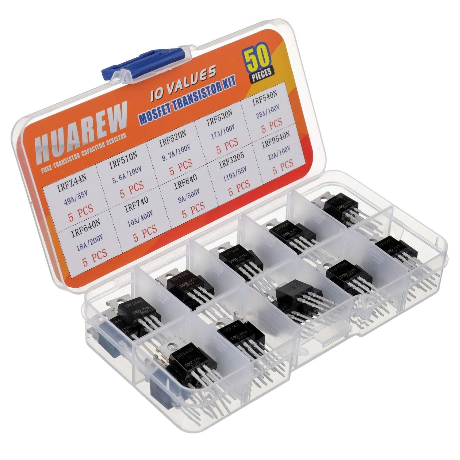 10 Values 50 Pcs MOSFET Transistors IRF510N IRF520N IRF530N IRF540N IRF640N I…