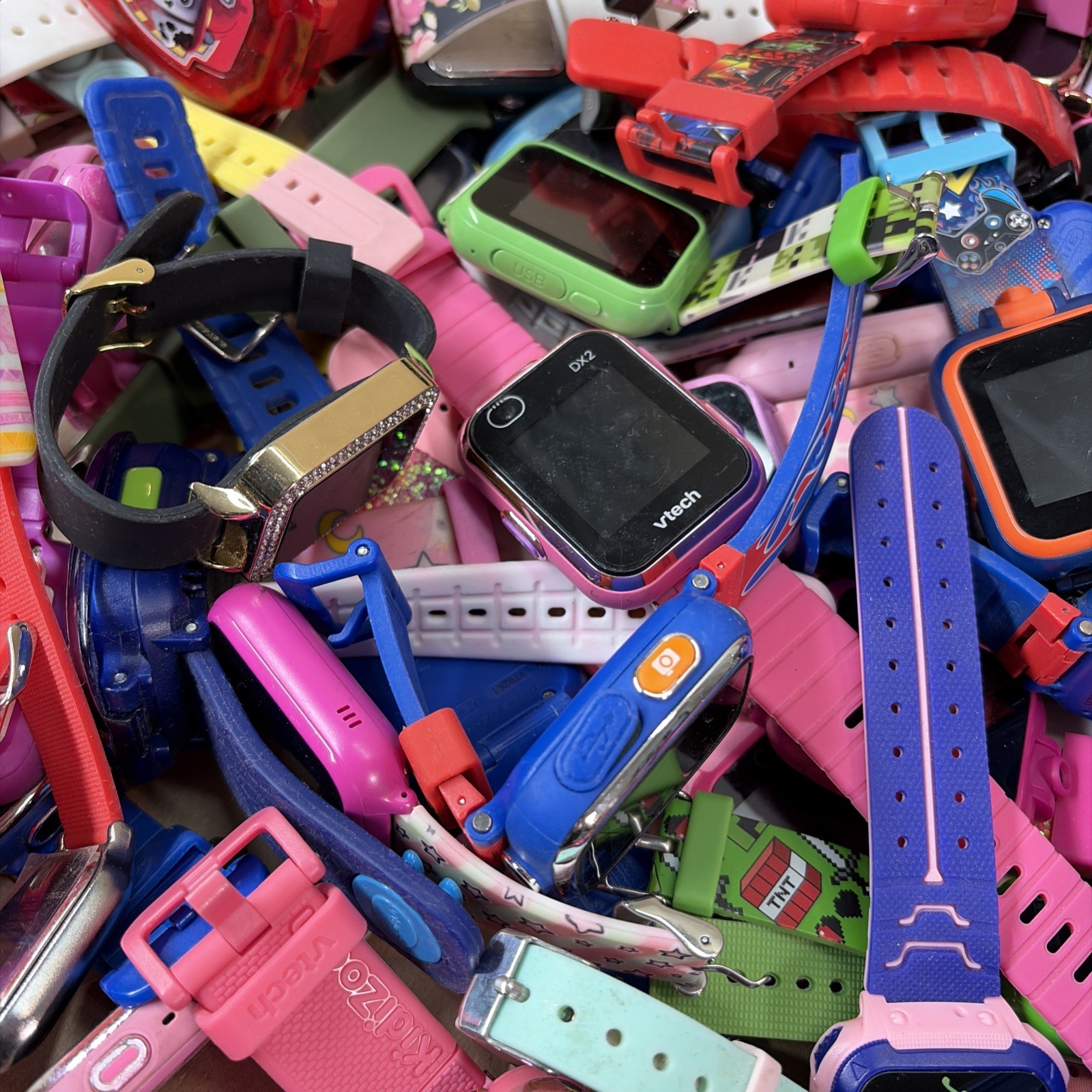 Lot of 200 Kids Smart Watches Assorted Lot vTech, Accutime, iTech, UNTESTED