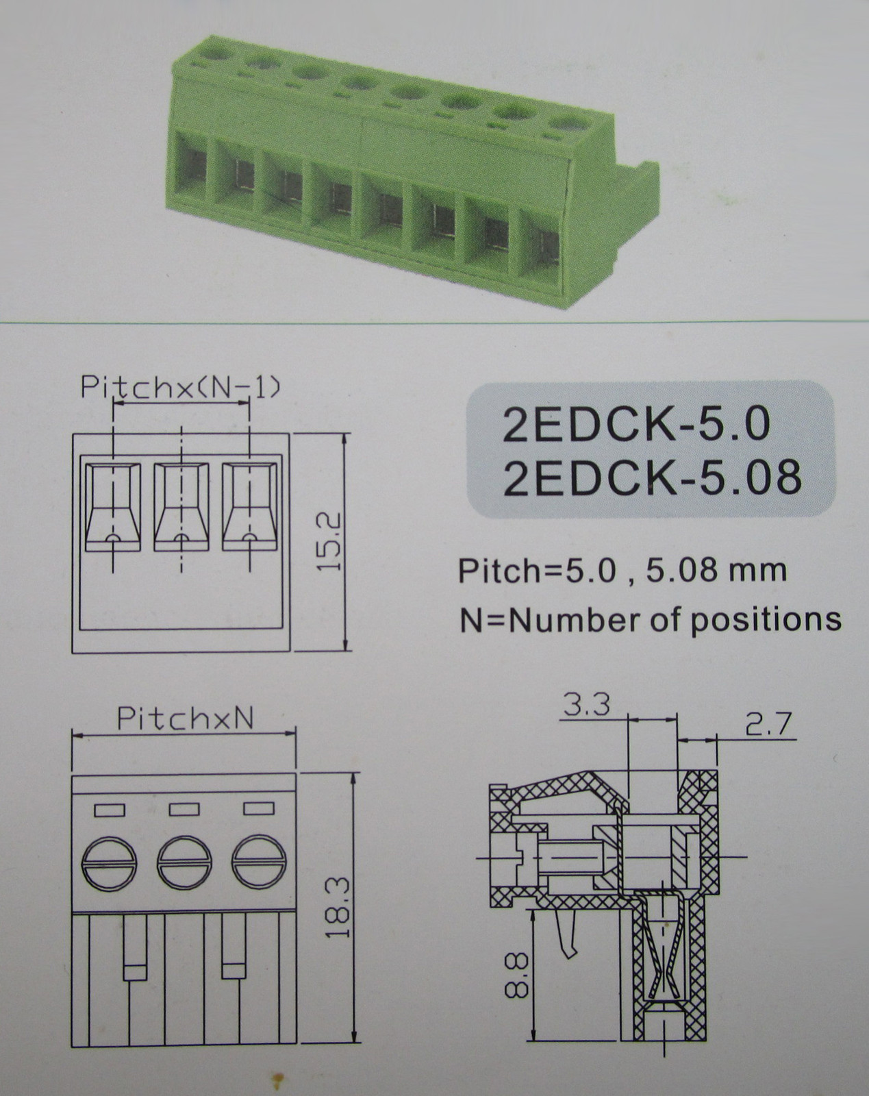 50 pcs 5.08mm Close Straight 4 pin Screw Terminal Block Connector Pluggable Type