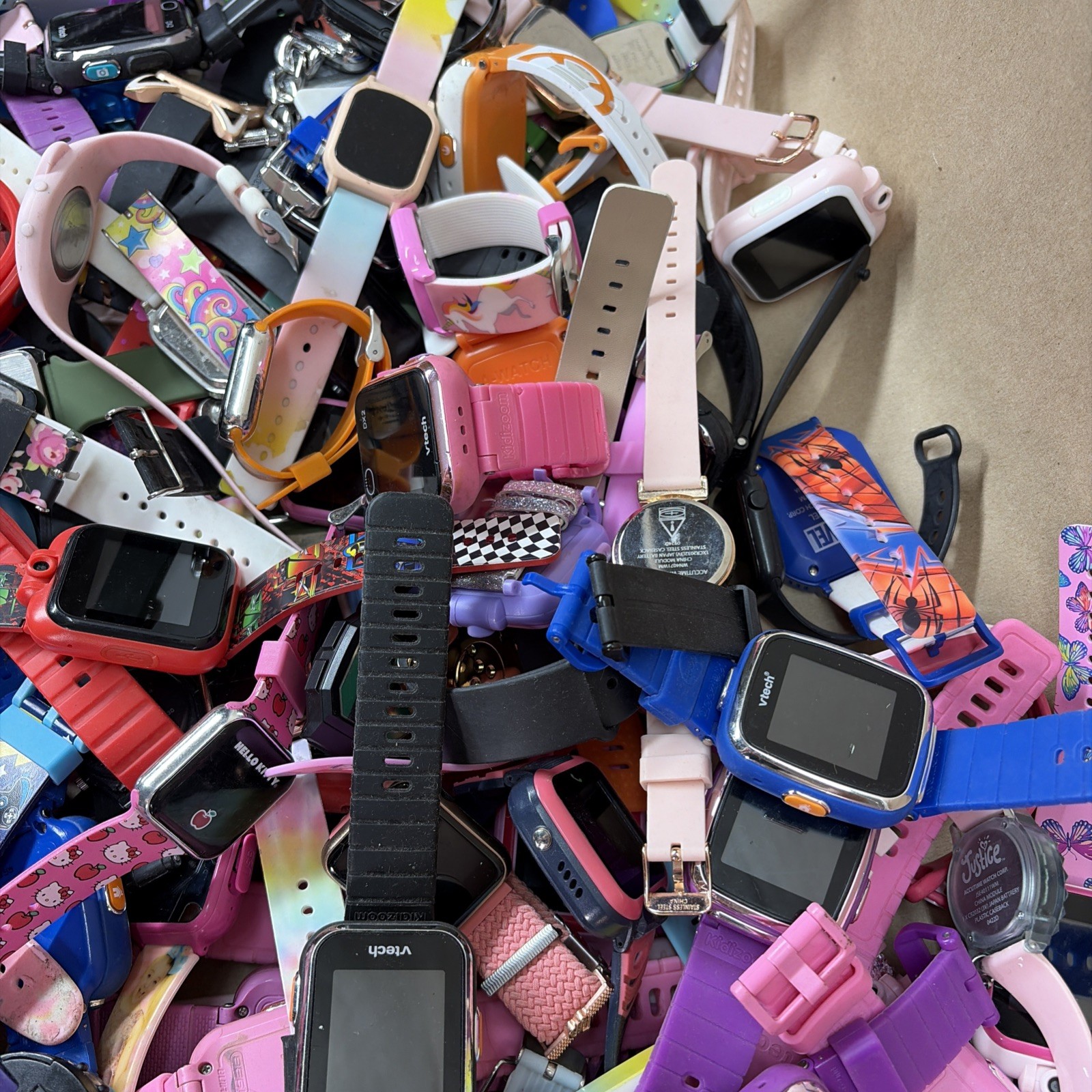 Lot of 200 Kids Smart Watches Assorted Lot vTech, Accutime, iTech, UNTESTED