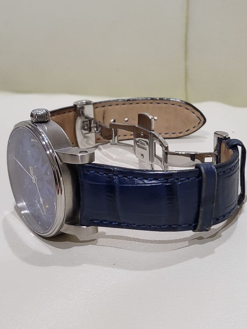 Schaumburg Watch Ice Blue Skeleton Dial Leather Men’s Wristwatch w/3 Straps