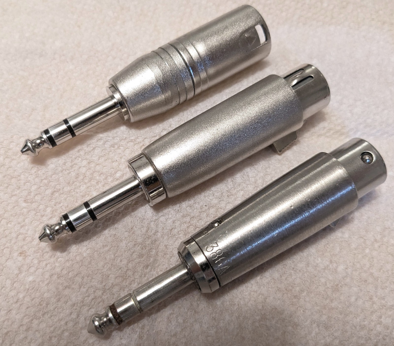 Lot of 3 XLR to 1/4″ TRS Adapters Switchcradt & Generic Male / Female