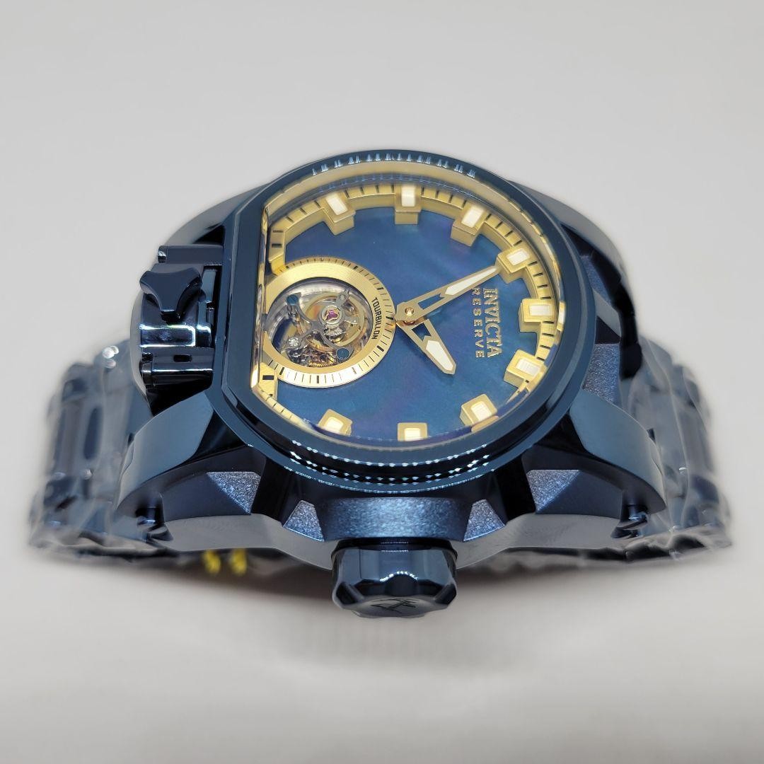 Invicta Reserve Bolt Zeus Magnum Tourbillon 52mm Watch Blue Dial Steel Band Box