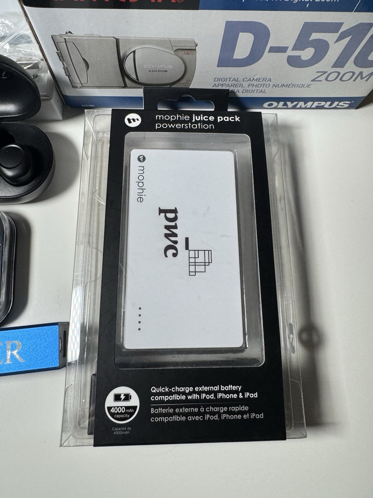 Lot Of 11 – Electronics -Portable Chargers, Digital Camera, Headphones, Styluses