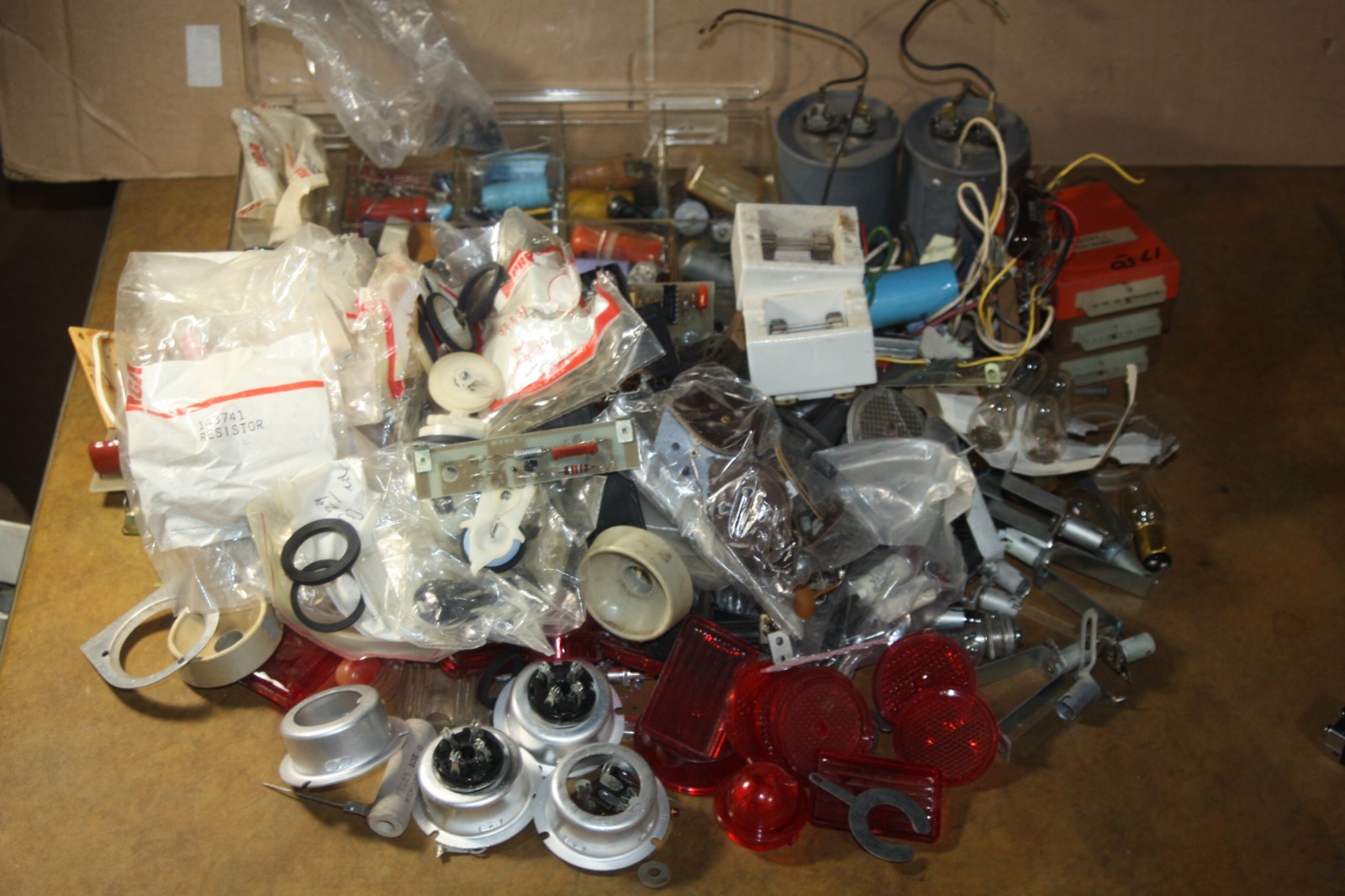 Huge Lot Vintage Radio TV Electronics Repair Parts Lights Resistors Capacitors