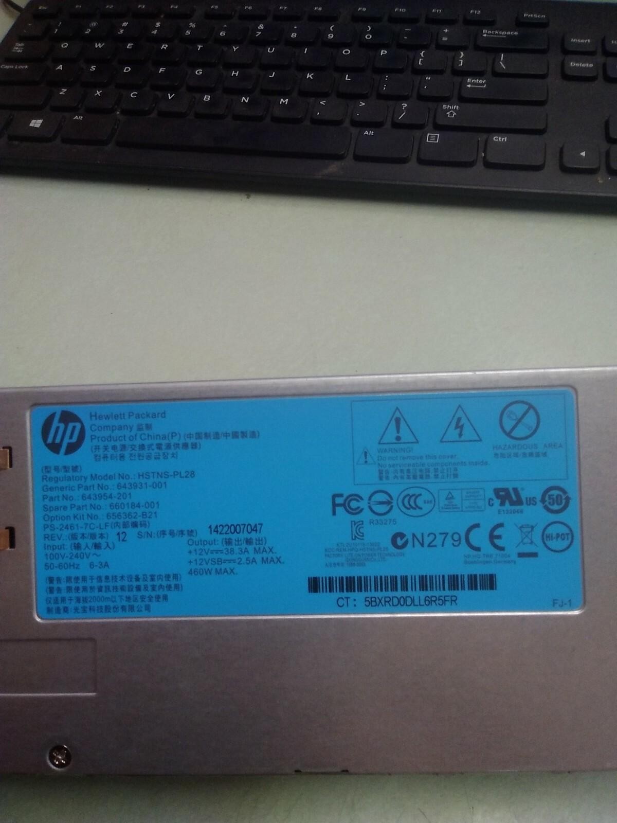 HP PSU 460w HSTNS-PL28 643931-001 643954-201 660184-001 656362-B21 REV12