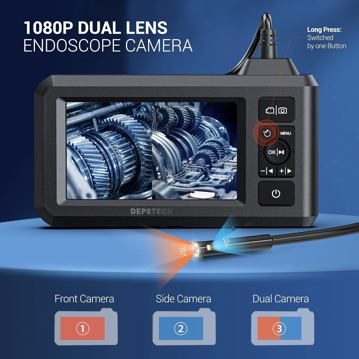 Industrial Camara De Endoscopio Boroscopio De Inspeccion Motor Casa LED 5 M 4.3