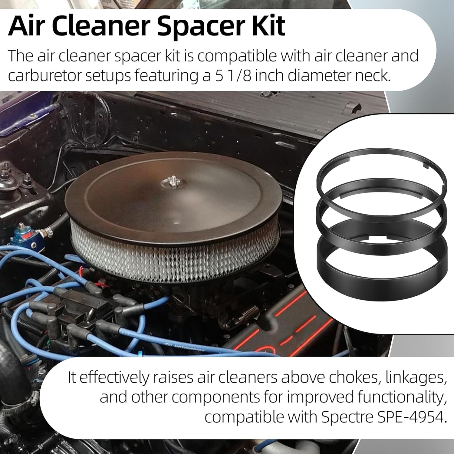 (3-pack) Air Cleaner Spacer for Carburetor,Air Cleaner Risers Kit, Air Filter