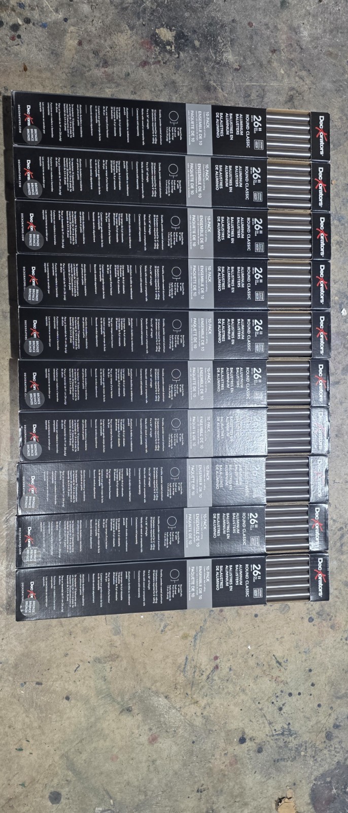 DecKorators 26” X 3/4” Round Classic Aluminum Balusters Lot Of 10 Bronze