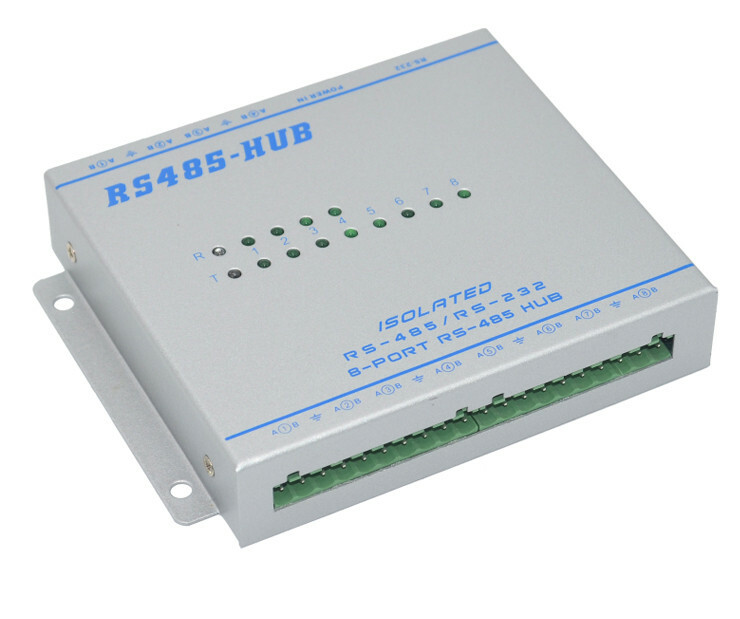 Enhanced Isolated Bidirectional 1-way RS232/485 To 8-channel RS485 Hub Repeater
