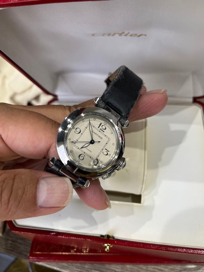 CARTIER Watch Pasha 2324 Leather Stainless Steel Case Diameter 36mm Automatic
