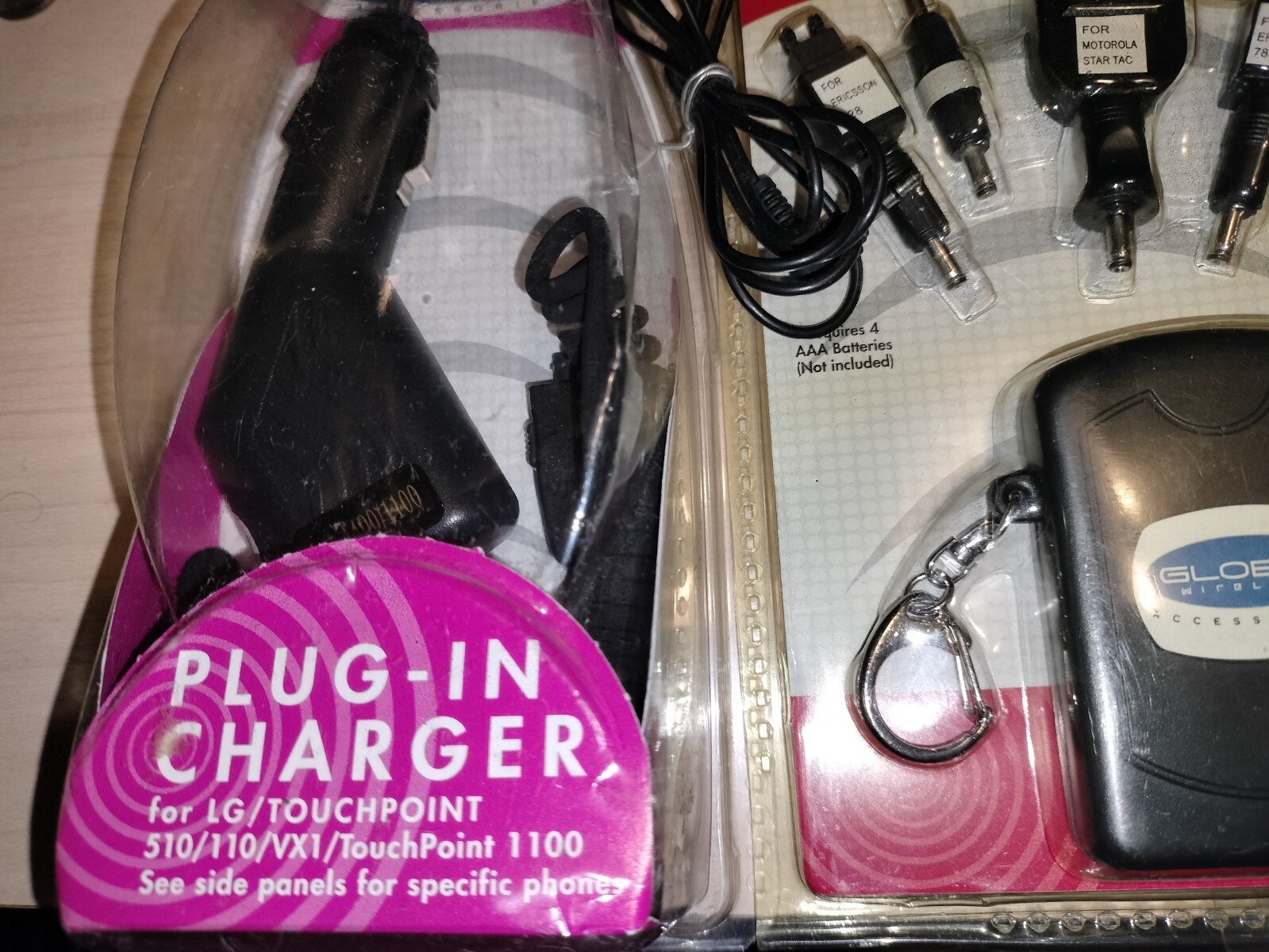 Lot of mixed Vintage cell phone plug in Chargers headsets / ear buds & Cords NOS
