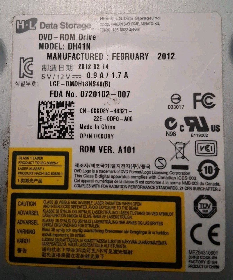 Dell HL GH82N DVD-RW Rewritable SATA Optical Drive 0C13H6