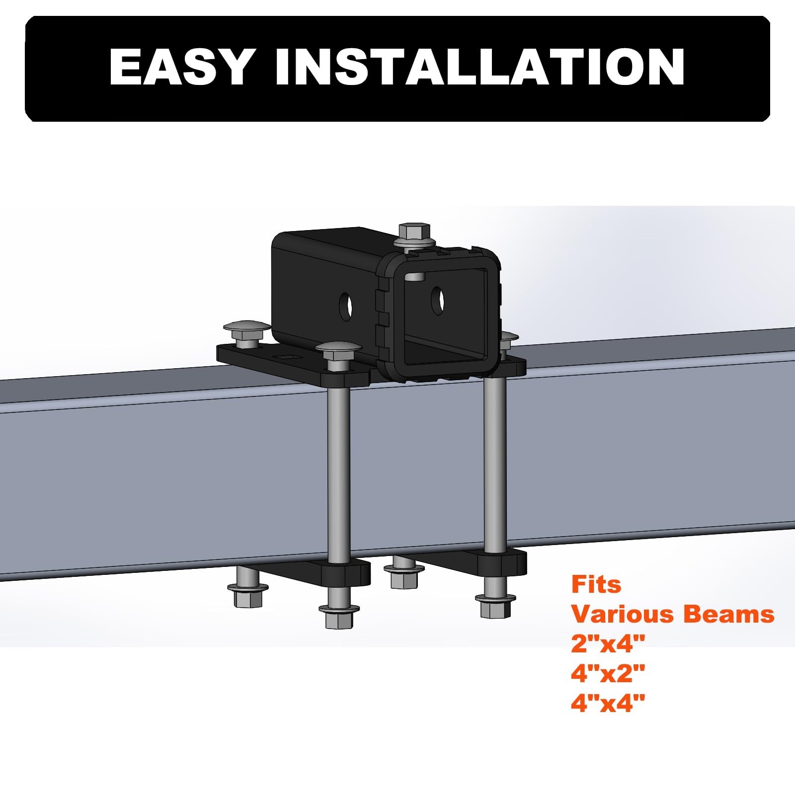RV Bumper Hitch Receiver with Hitch Cover, Fits Various Beams