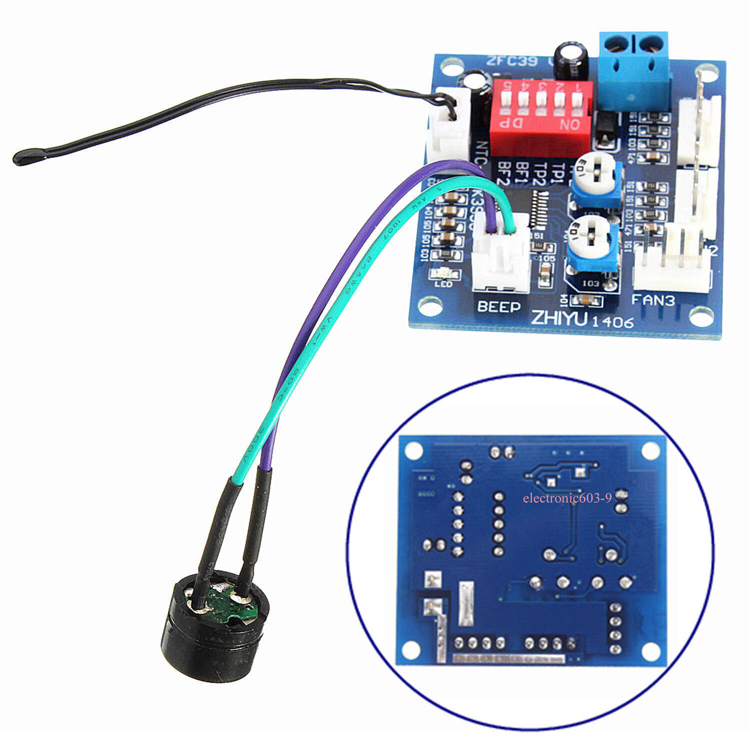 Fan Temperature CPU Control Speed Controller CPU 12V DC High-Temp Alarm PWM PC