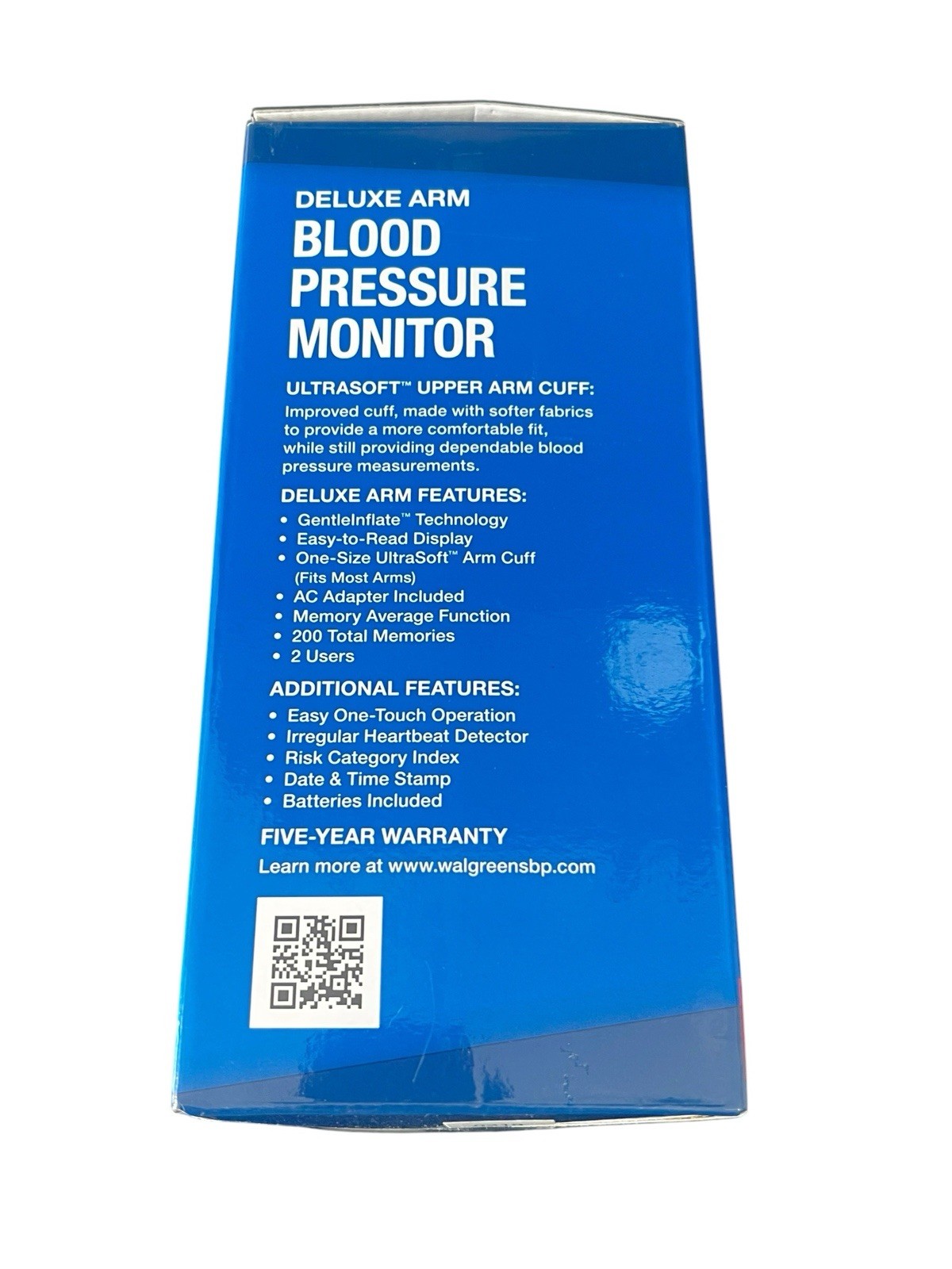 Walgreens Deluxe Arm Blood Pressure Monitor WGNBPA-740 Extra Large Display Cuffs