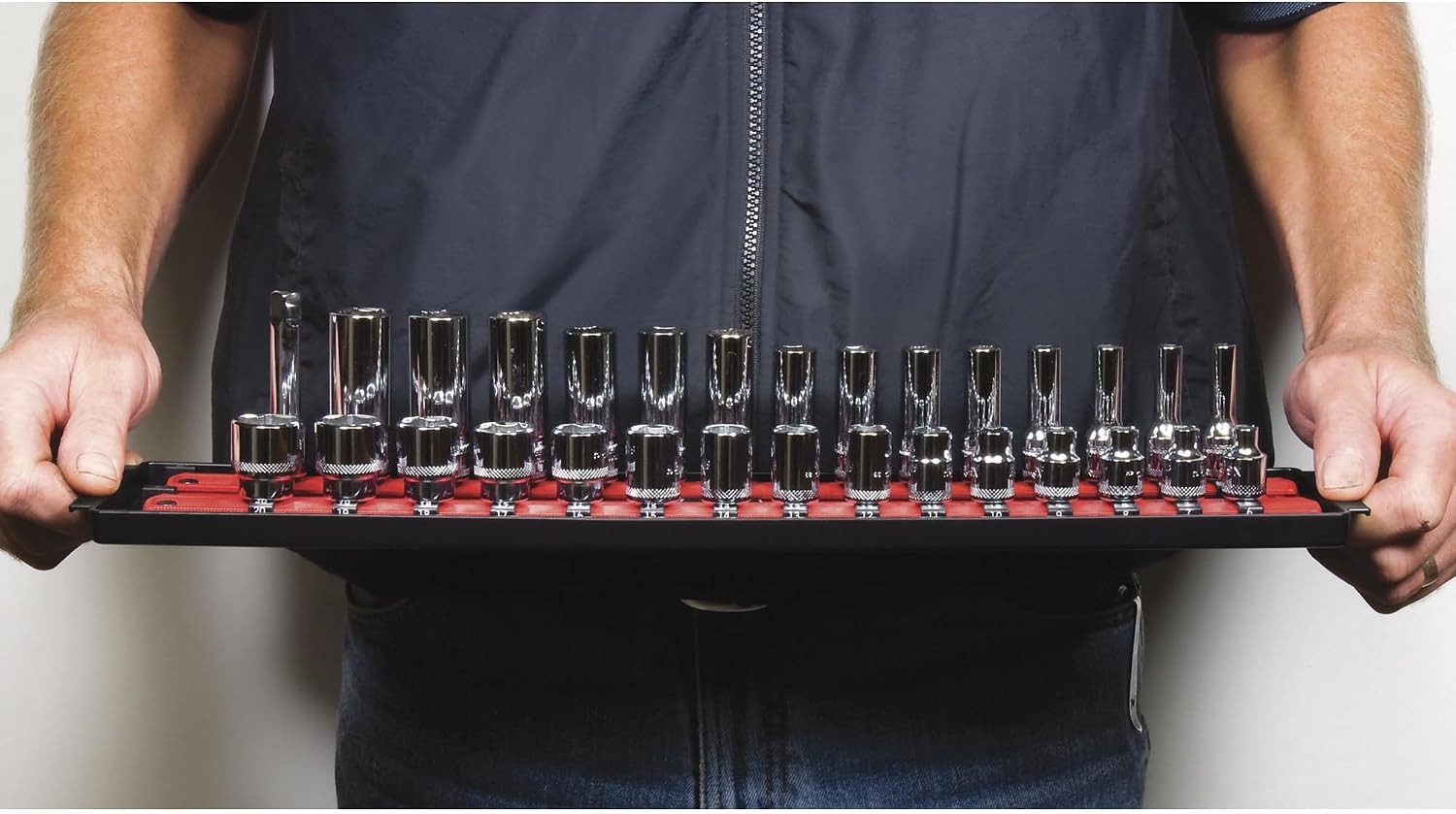 Ernst Manufacturing – 8453 Socket Boss 2-Rail 3/8-Inch-Drive Socket Organizer, 1