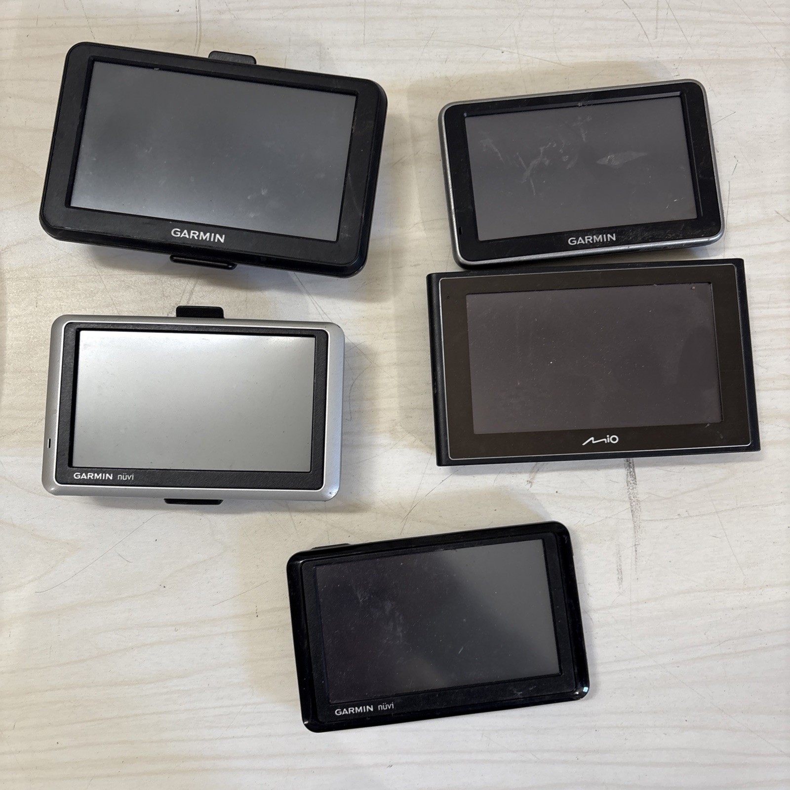 Lot Of 5 GPS Monitors GARMIN UNTESTED FOR PARTS OR REPAIR